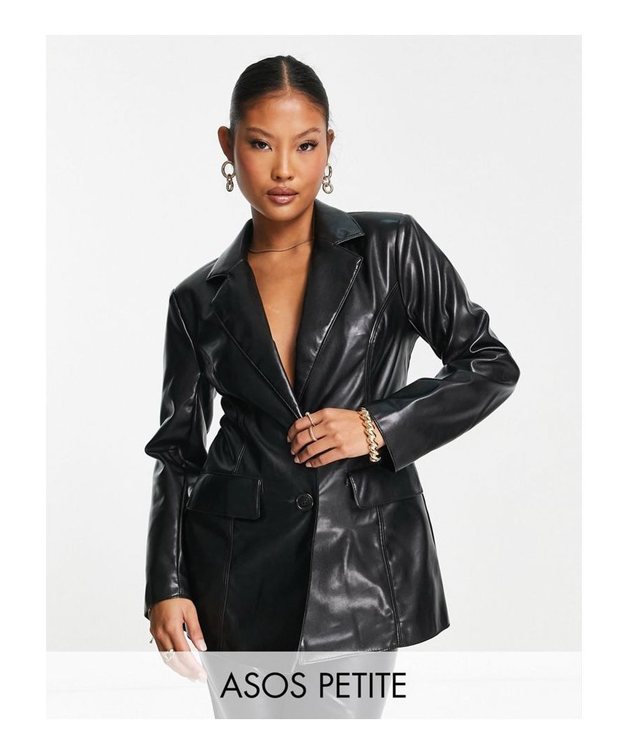 Petite by ASOS Petite Power dressing 101 Notch lapels Padded shoulders Two-button fastening Side pockets Skinny fit Sold By: Asos