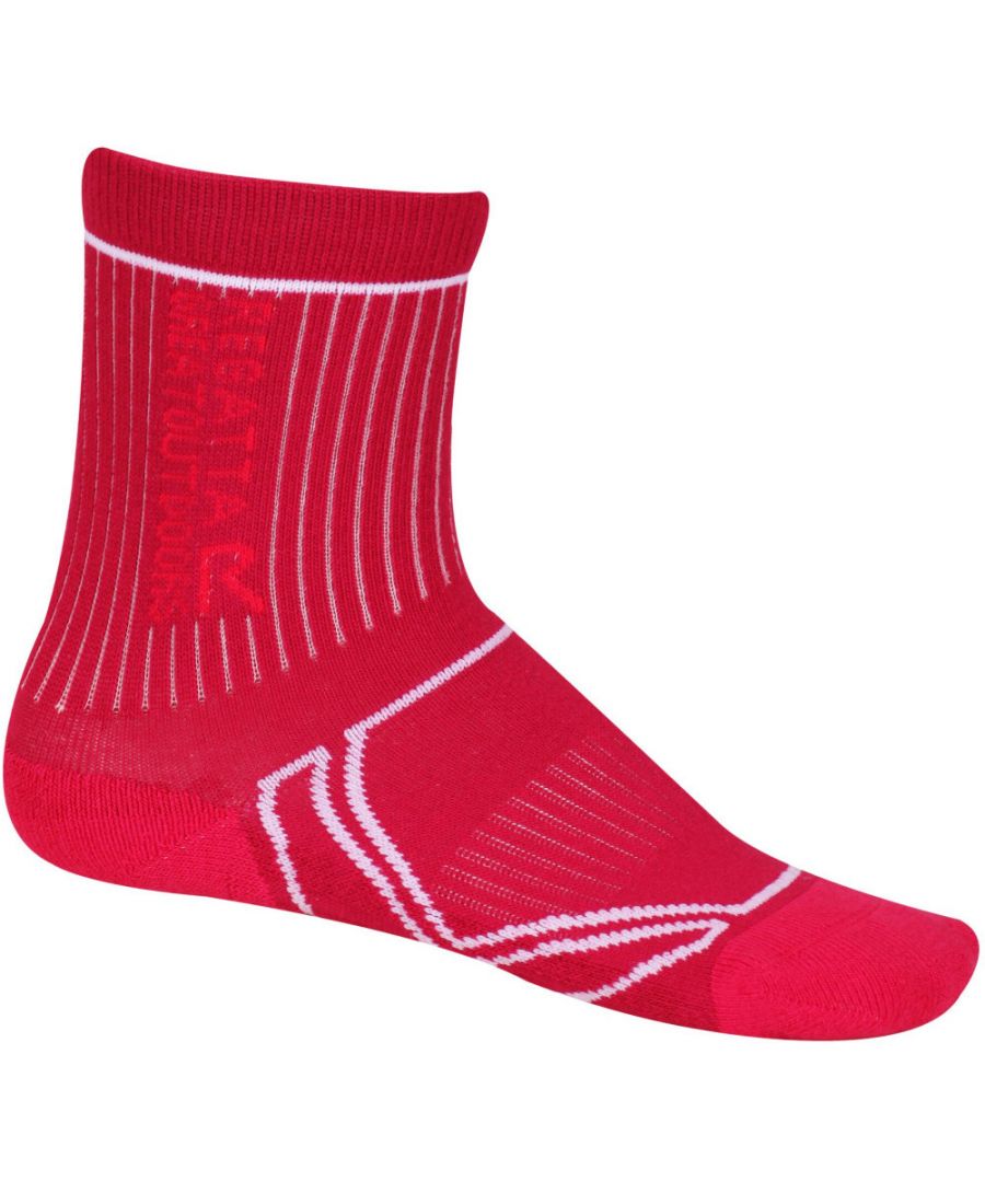  Childrens Unisex Boys & Girls 2 Season Coolmax Quick Dry Hiking Socks - Red - Size 10-11Y