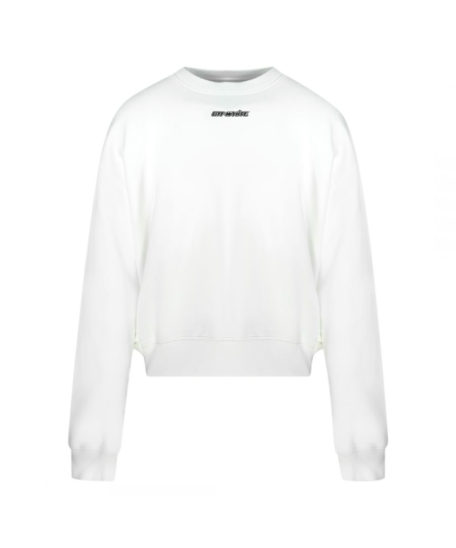 Off-White Pink Marker Arrow Logo White Sweatshirt. Off-White White Jumper. Small Logo On Chest. Elasticated Sleeve and Hem Endings. 100% Cotton. Style Code: OMBA035E20FLE0020125