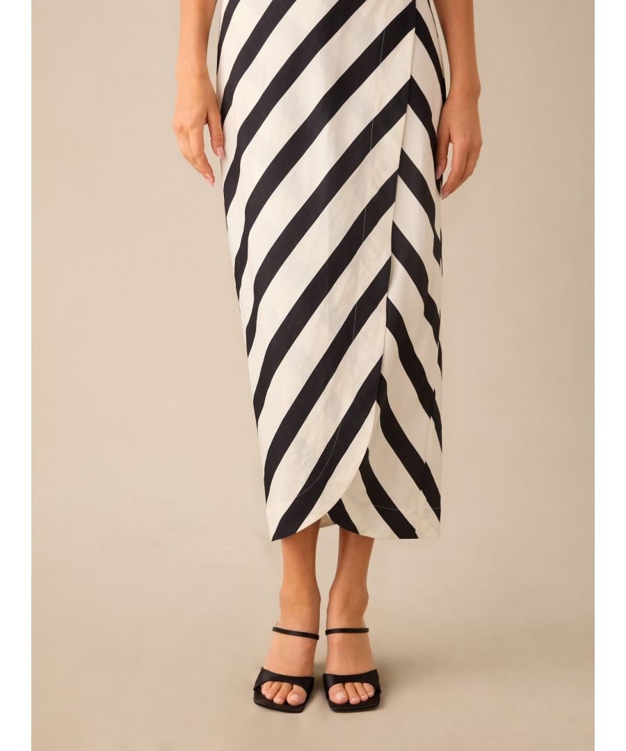 Ro&Zo Womens Penelope Stripe Bandeau Wrap Dress - Black - Size 6 Uk
