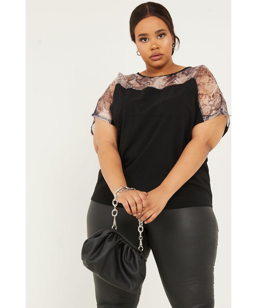 - Curve collection  - Mesh panel  - Snake print  - T-shirt style  - Length: 60cm approx  - 95% Polyester, 5% Elastane