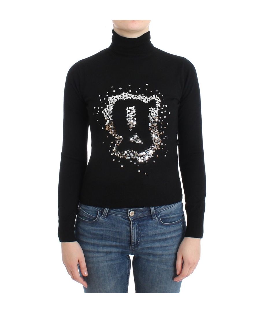 john galliano womens black wool turtleneck sweater - multicolour - size x-small