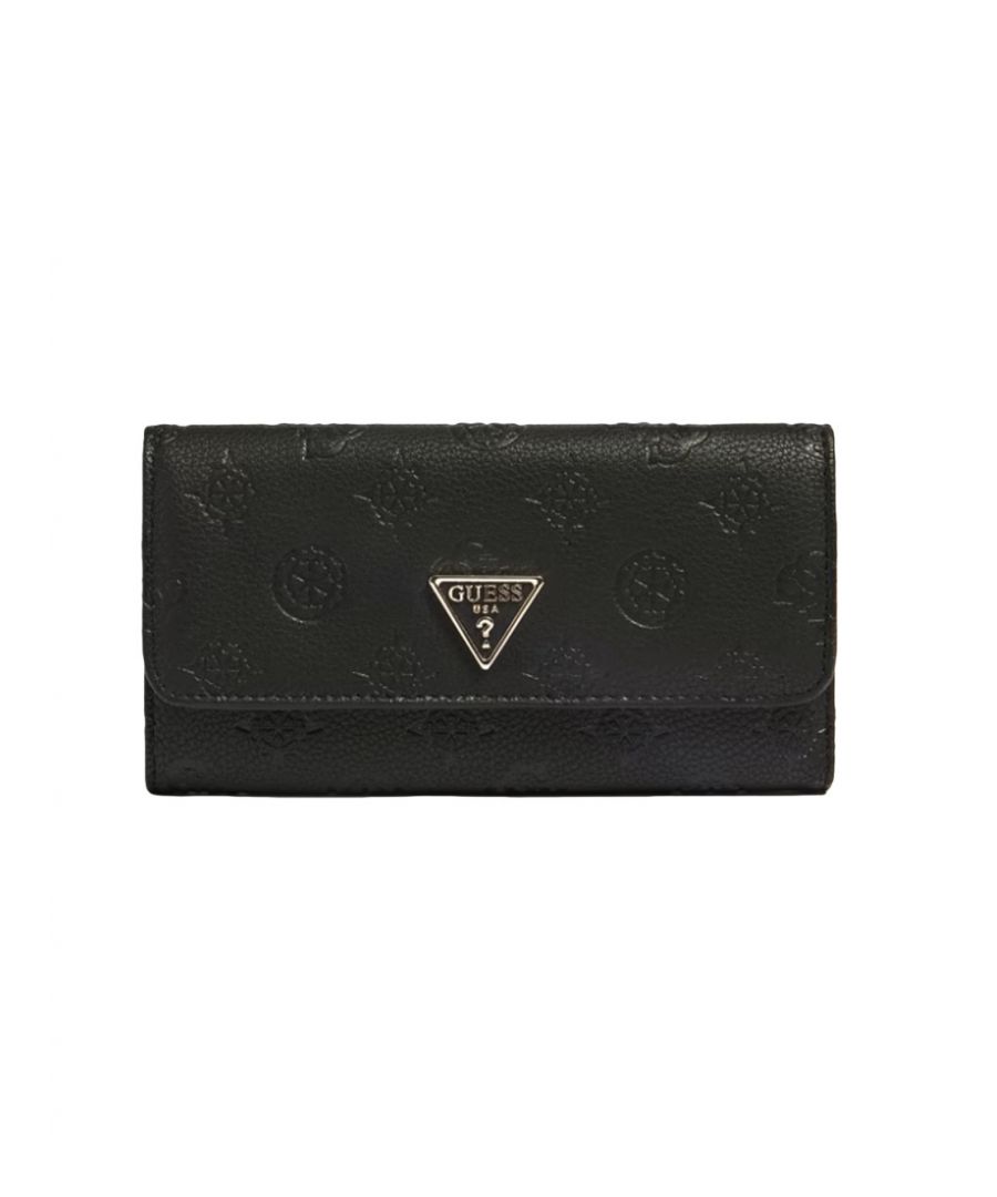 Portemonnee Guess Helaina Woman Zwart Kunststof. Authentieke citybagage van het merk Guess - streetwear/sportswear design by Guess - Guess for Women fashion, perfect voor dagelijks leven - Zwarte Guess portemonnee past perfect bij de rest van je kleedkamer - comfortabel synthetisch materiaal - klassiek - helaina -