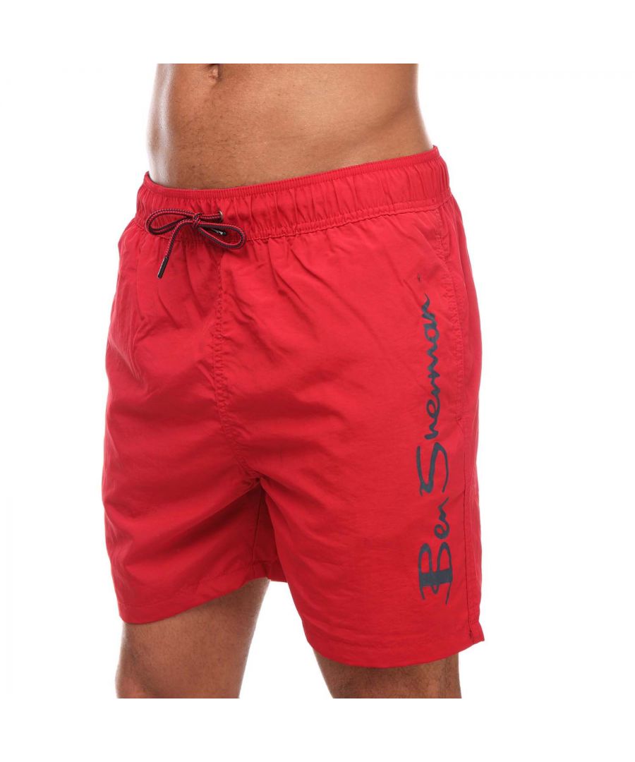 Ben Sherman Mens Boulders Beach Swim Shorts in Red - Size Large