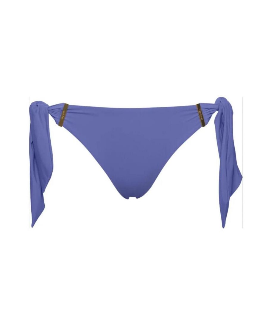 Calvin Klein Womens Core Solids Tie Side Bikini Brief - Blue - Size Medium