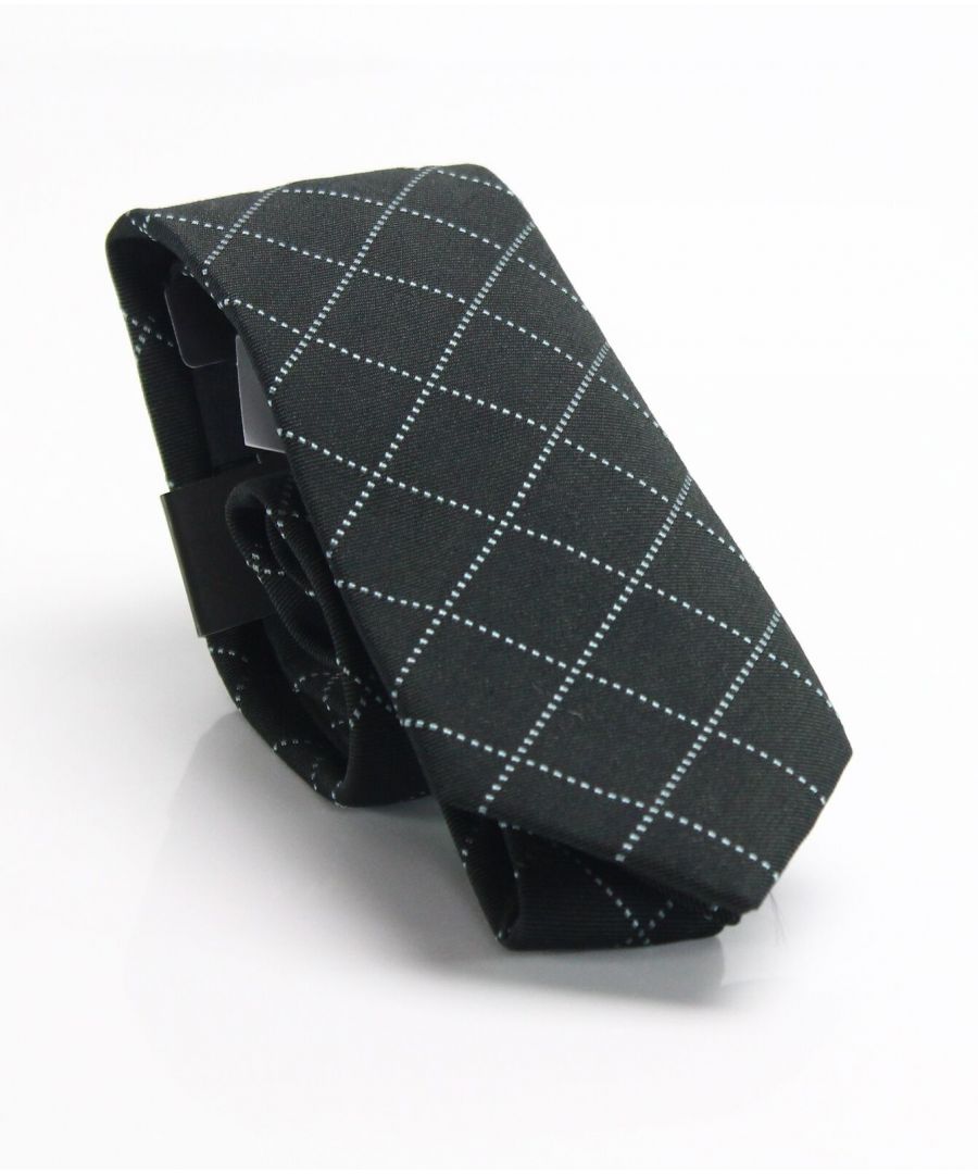 Image for DKNY Men's Black Desaturated Check Grid Skinny Neck Tie Accessory