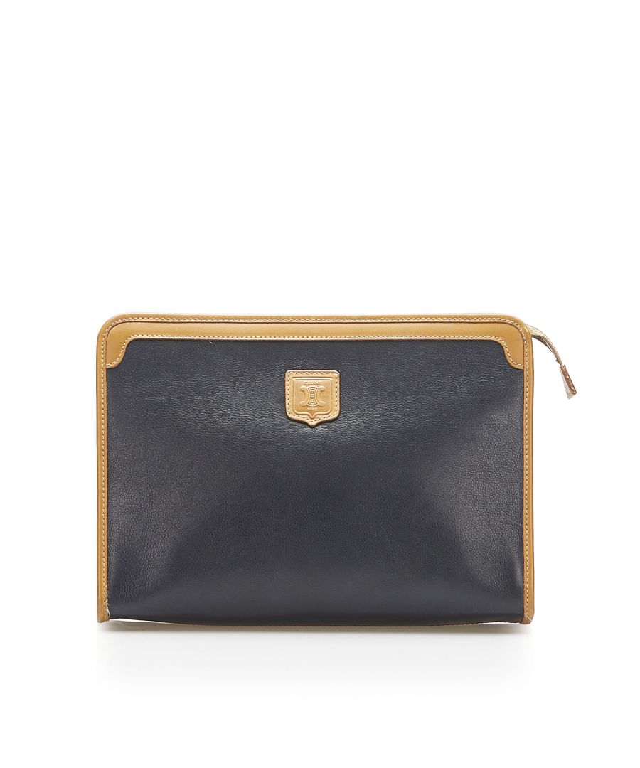 Image for Vintage Celine Leather Clutch Bag Black