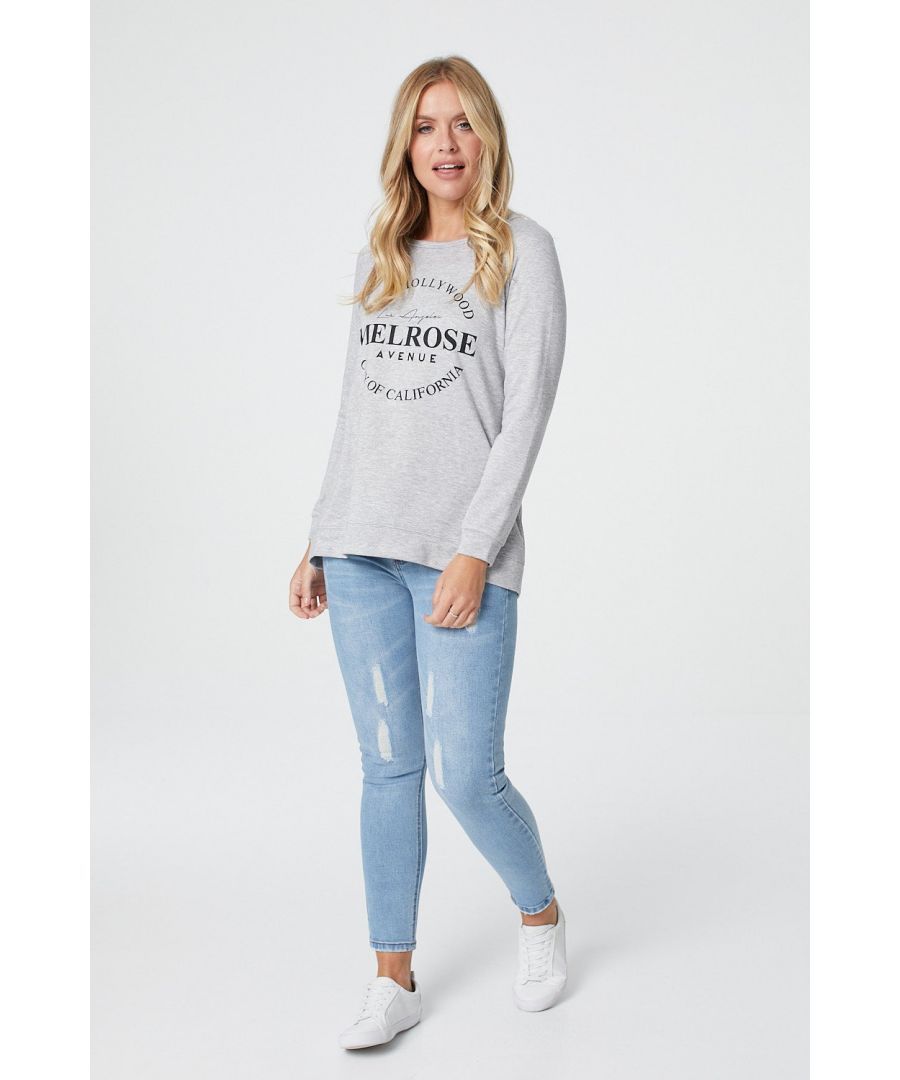 Image for Slogan Print Relaxed Long Sleeve Jumper
