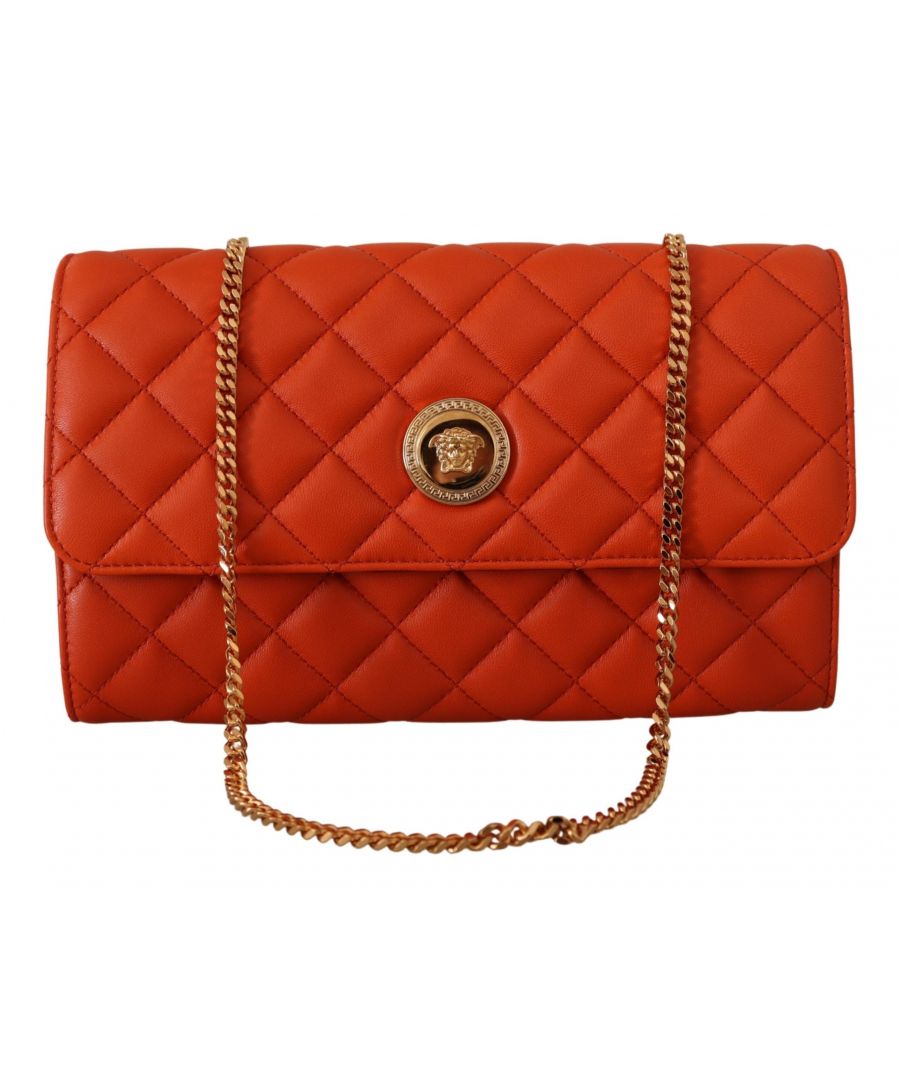 Versace WoMens Red Nappa Leather Medusa Evening Bag – Black – One Size