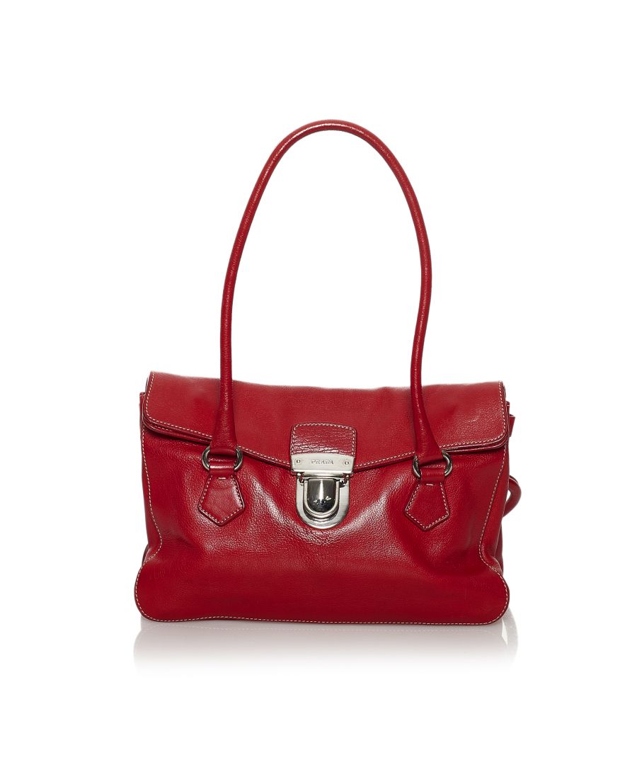 Vintage Prada Easy Leather Shoulder Bag Red