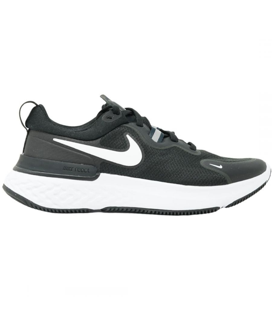 Nike React Miler Black Trainers. Textile and Other Materials Upper, Synthetic Sole. Style: CW1778 003. Nike Branding. Lace Fasten Trainers. Running Shoes