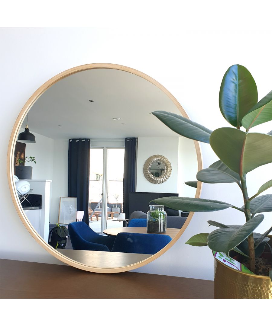 Add a modern look touch in your rooms with this mirror naturally coloured. Its classic lines matches nicely with other furnitures and decoration. Suitable for use in most rooms but not approved for bathroom or other damp environment use. Before installing your new mirror, ensure you check that the wall and wall fittings are appropriate for the weight of the mirror. Do not use wire or string to hang this mirror. We recommend two people to install heavy or large mirrors. To clean use always a soft dry cloth. Keep Out of direct sunlight. This product has a finishing size of 71 cm or 28 diameter.