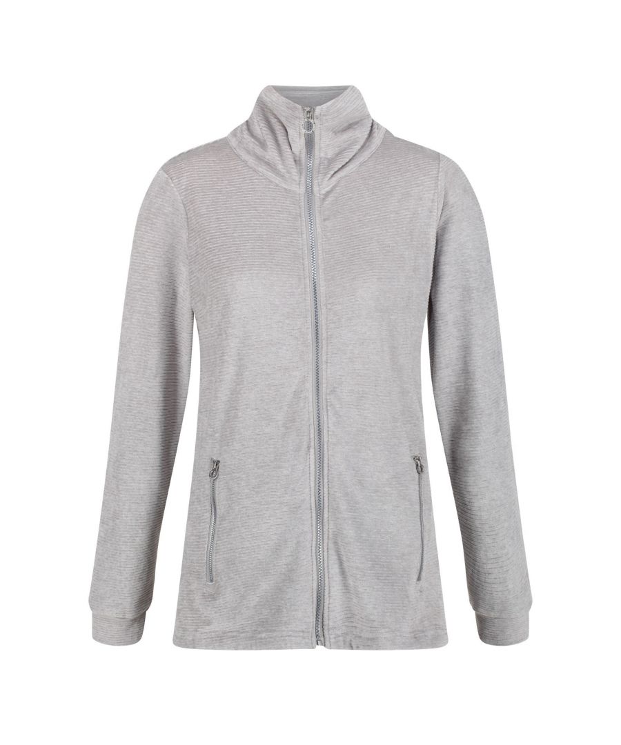 Material: 96% Polyester, 4% Elastane. Fabric: Soft Touch. 200gsm. Design: Logo, Textured. Fabric Technology: Breathable, Durable, Flexible, Hardwearing. Secure Fit. Neckline: Funnel Neck. Sleeve-Type: Long-Sleeved. Pockets: 2 Lower Pockets, Zip. Fastening: Full Zip. Sustainability: Made from Recycled Materials.
