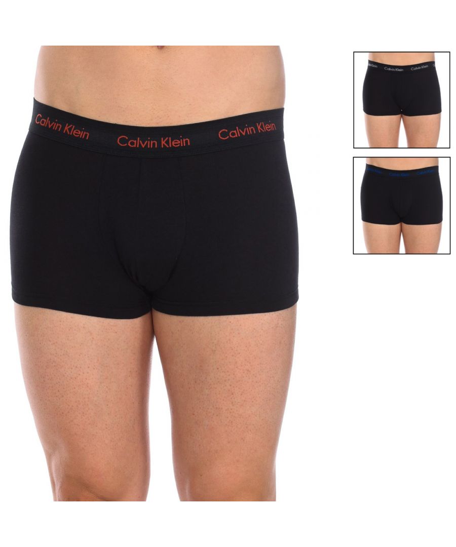 Calvin Klein Mens Pack-3 Boxers breathable fabric and anatomical front U2664G men - Black - Size X-Large