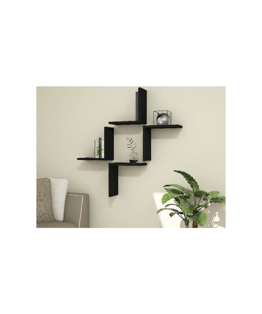 This modern and functional shelf is the perfect solution to keep your books and objects in order and to furnish your home in an original way. Thanks to its design, it is ideal for the living area, the sleeping area of the house and the office. Assembly kit included, easy to clean, easy to assemble. Color: Black | Product Dimensions: Each Piece W30xD16xH30 cm | Material: Melamine Chipboard, PVC | Product Weight: 5 Kg | Supported Weight: Each Shelf 3 Kg | Packaging Weight: W43xD21xH16 cm Kg | Number of Boxes: 1 | Packaging Dimensions: W43xD21xH16 cm.