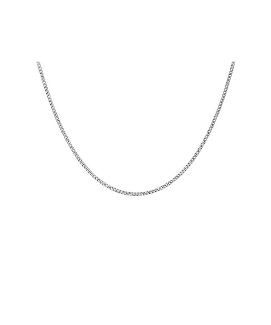 A classic 9ct white gold 18 inch curb chain with diamond cut finish, approximately 0.5mm in width and fastened with a bolt ring clasp. Metal Type: White Gold Metal Stamp: 9 ct (375) Chain Type: Curb
