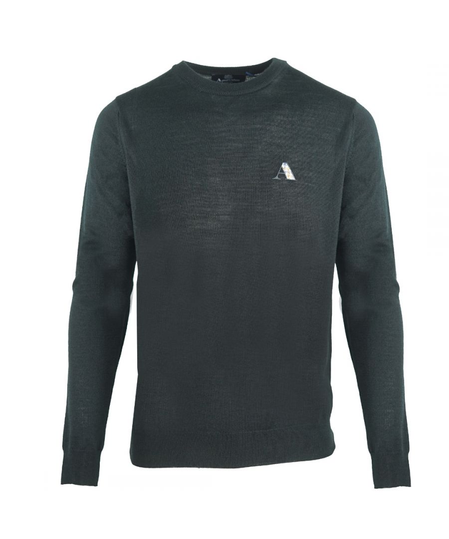 Aquascutum Mens Check A Logo Black Sweater - Size S