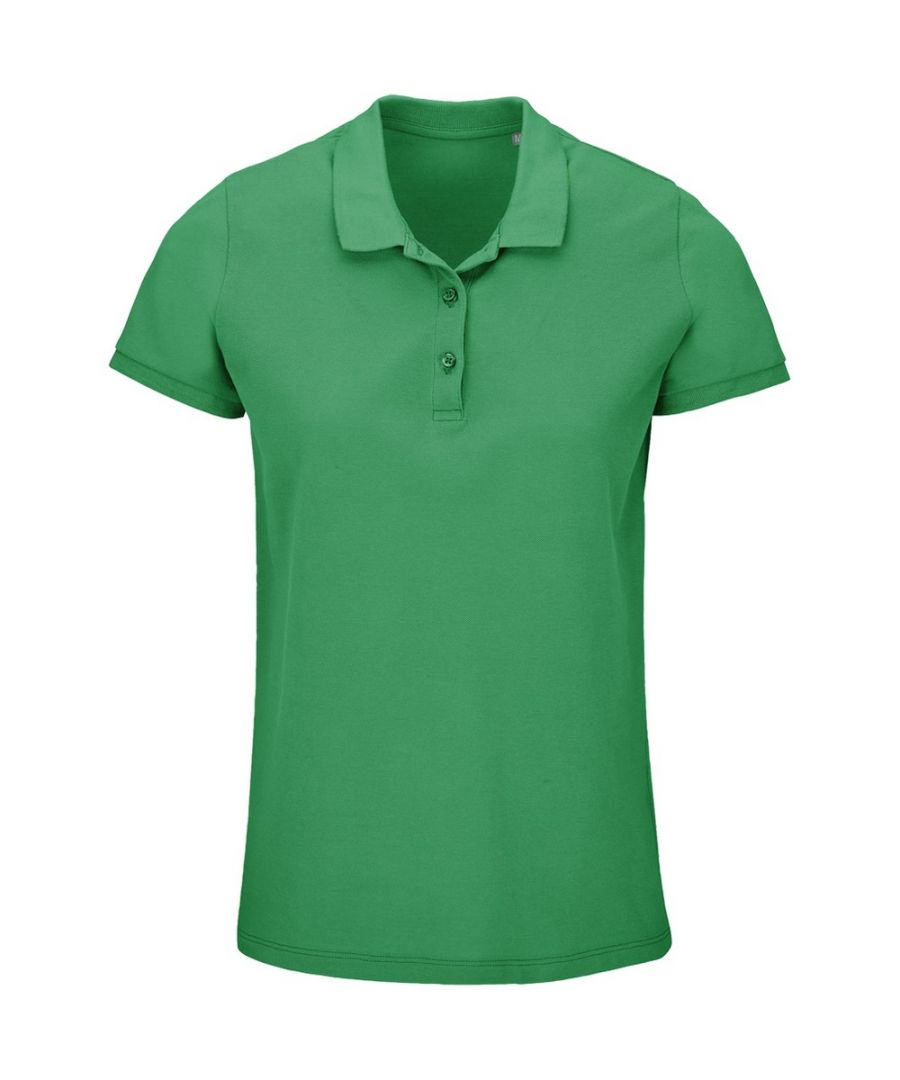 SOLS Womens/Ladies Planet Piqué Organic Polo Shirt (Spring Green) - Size UK 14-16