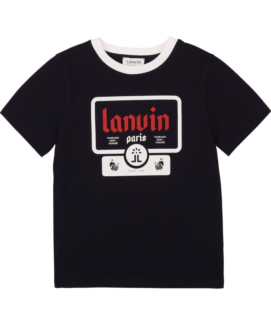 Image for Lanvin Paris Boys Logo T-shirt Navy