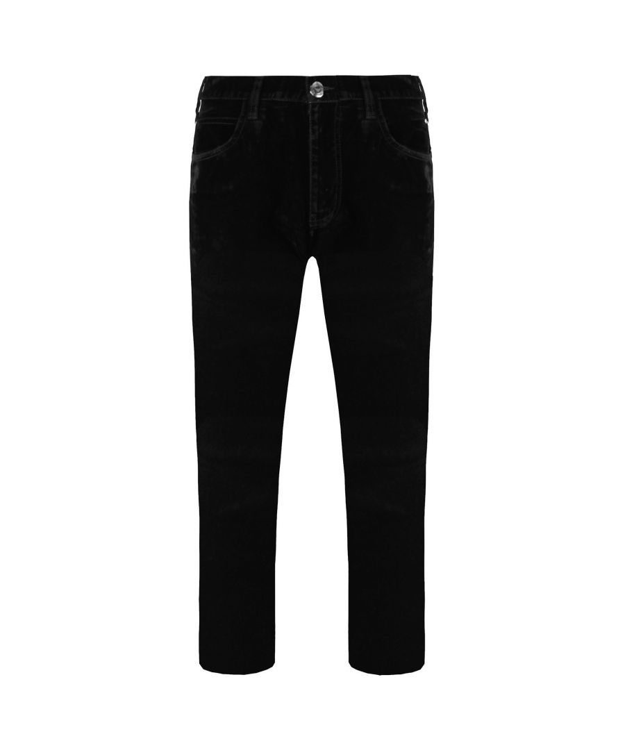 emporio armani slim fit mens black velvet trousers cotton - size 30 (waist)