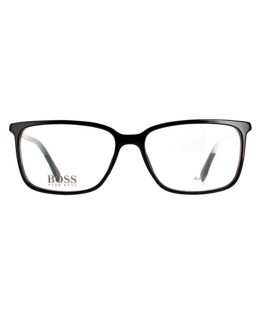 Hugo Boss bril Boss 0679/It 2m2 Black Gold Men zijn een eenvoudige stijl met ovaalvormige lenzen, dikke brug en slanke tempels voor een elegante afwerking.