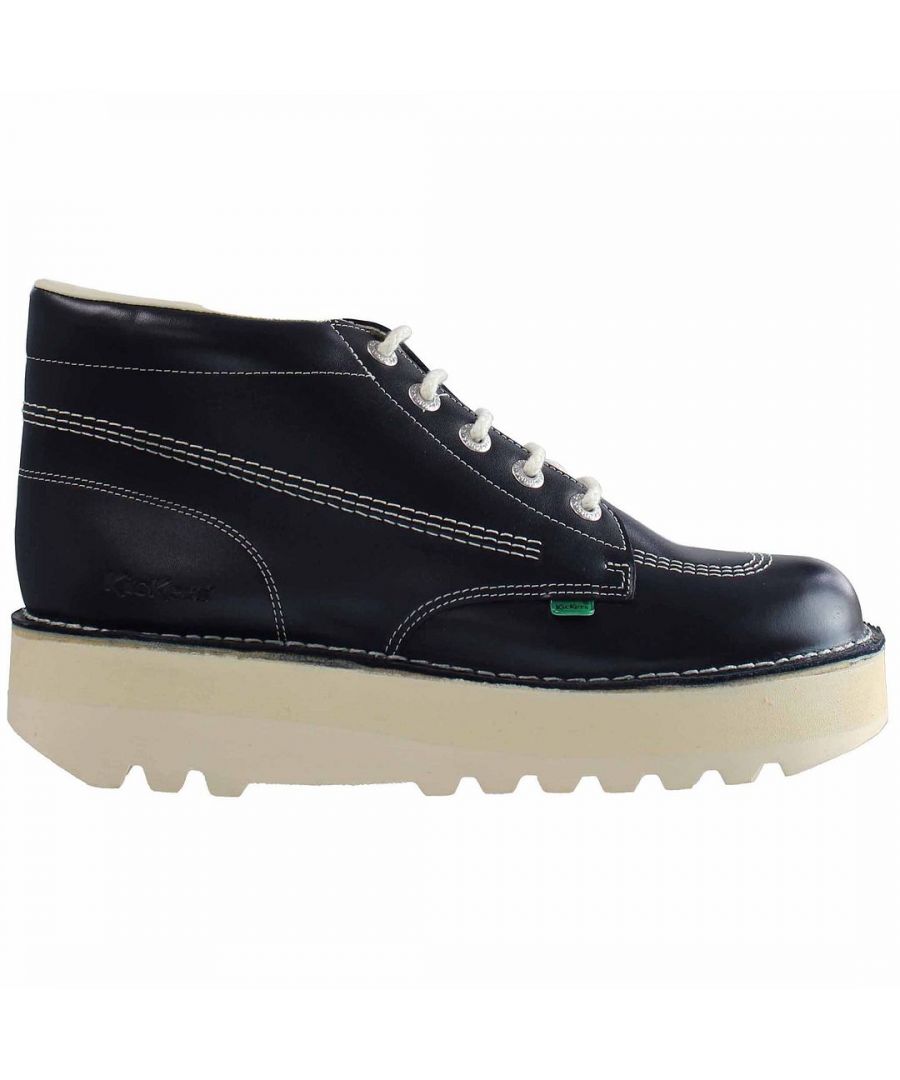 Kickers Hi Stack Platform Mens Navy Boots - Blue Patent Leather - Size UK 9