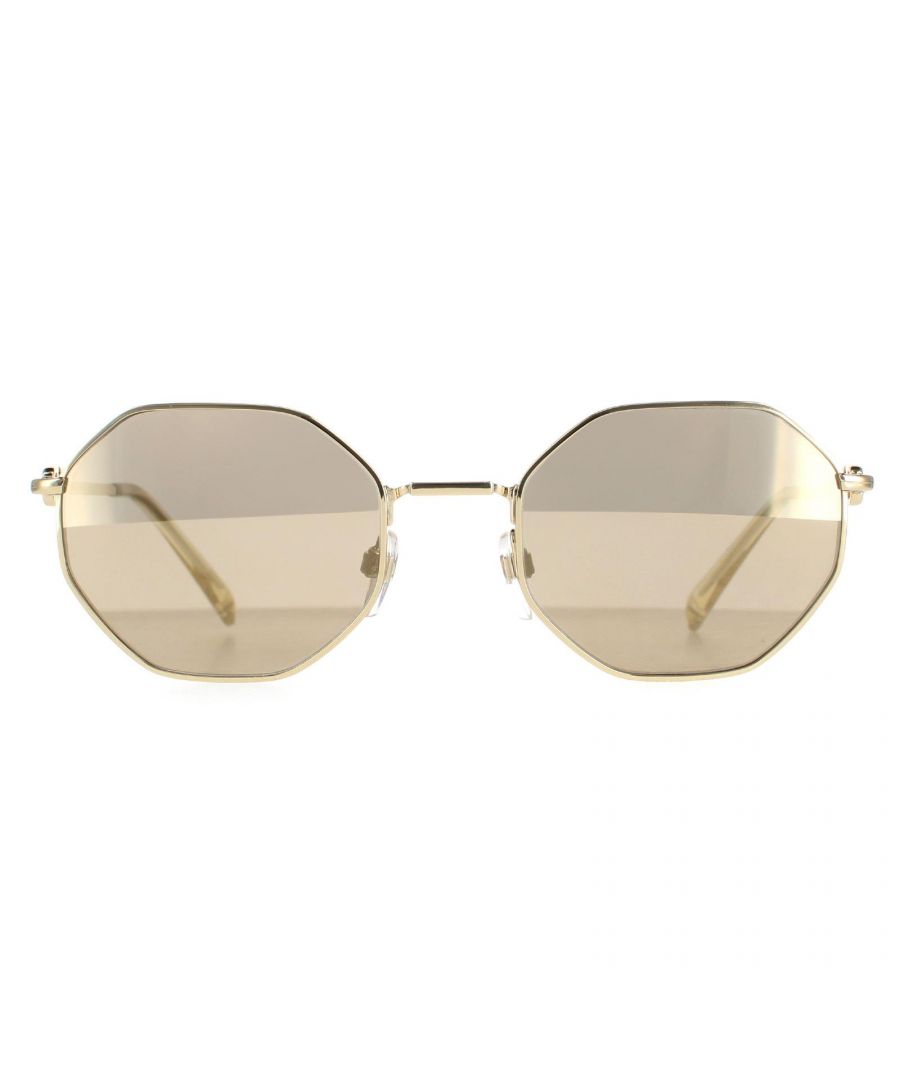 Valentino Round Womens Pale Gold Gold Mirror VA2040 Sunglasses VA2040 are a stylish round style crafted from lightweight metal. The adjustible nose pads plastic temple tips and removable chain accessory allows for all day comfortable fit. Valentino's emblem features on the slender temples for brand recognition.