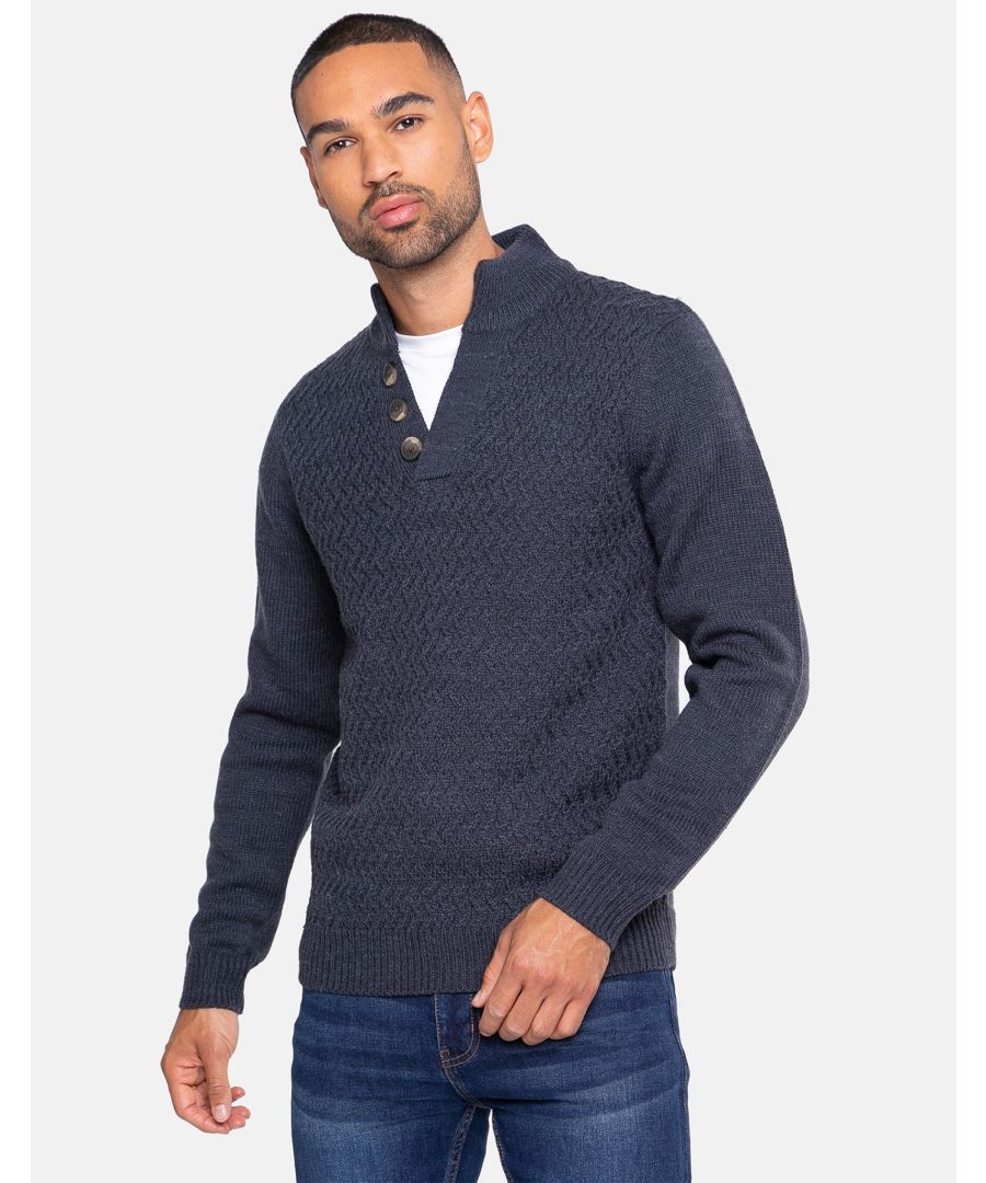 This medium weight jumper from Threadbare features a button up, ribbed funnel neck collar with ribbed, elasticated cuffs and hem and has a cable knit design on the front. Made in a soft yarn for comfort, this is a great piece to keep you warm this season. Other colours available.