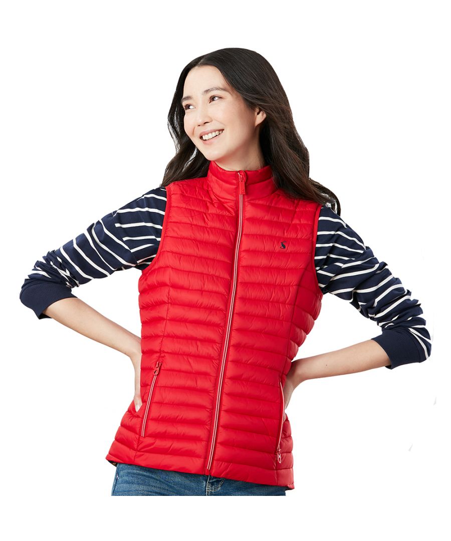 Sizes UK 12-16 Joules Ladies Chevron Brindley Quilted Gilet Redcurrant 