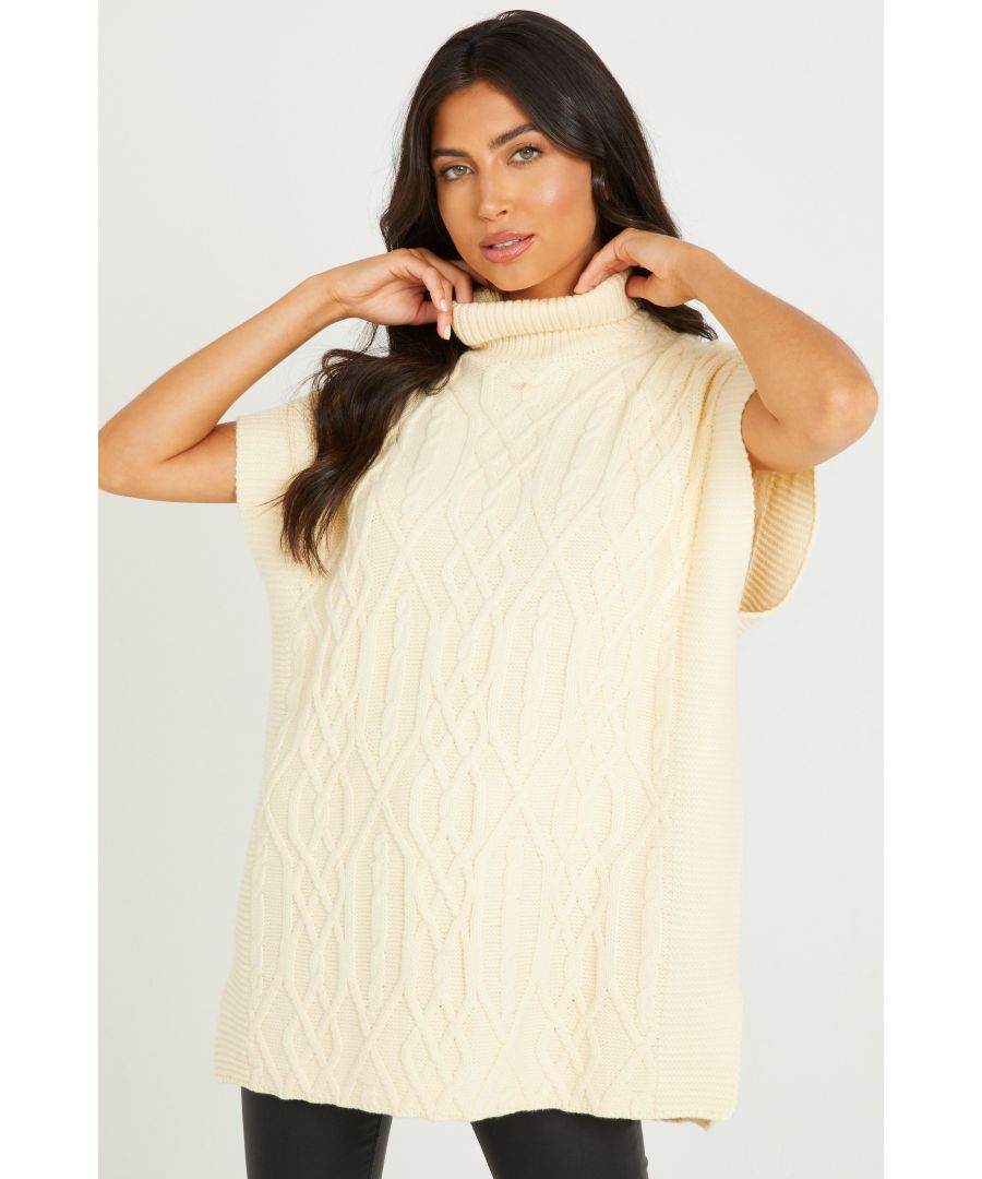 Image for Stone Cable Knit Short Sleeve Jumper