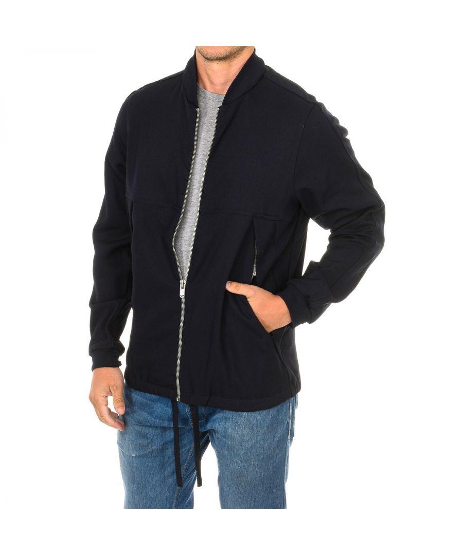 G Star Raw Mens jacket with zipper closure and adjustable drawstring bottom D01482 - Blue - Size X-Small