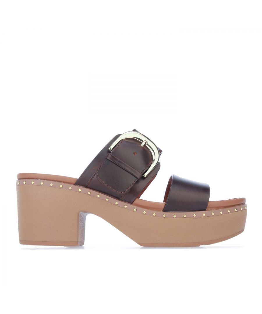 Womens Fit Flop Pilar Leather Clogs in chocolate.- Leather upper.- Adjustable statement buckle.- Underfoot cushioning inside a firm shell.- Lightweight design.- Featuring soft cushioning inside a firmer shell and contoured footbeds.- Slip-resistant rubber outsole.- Leather upper and lining.- Ref: BK4167