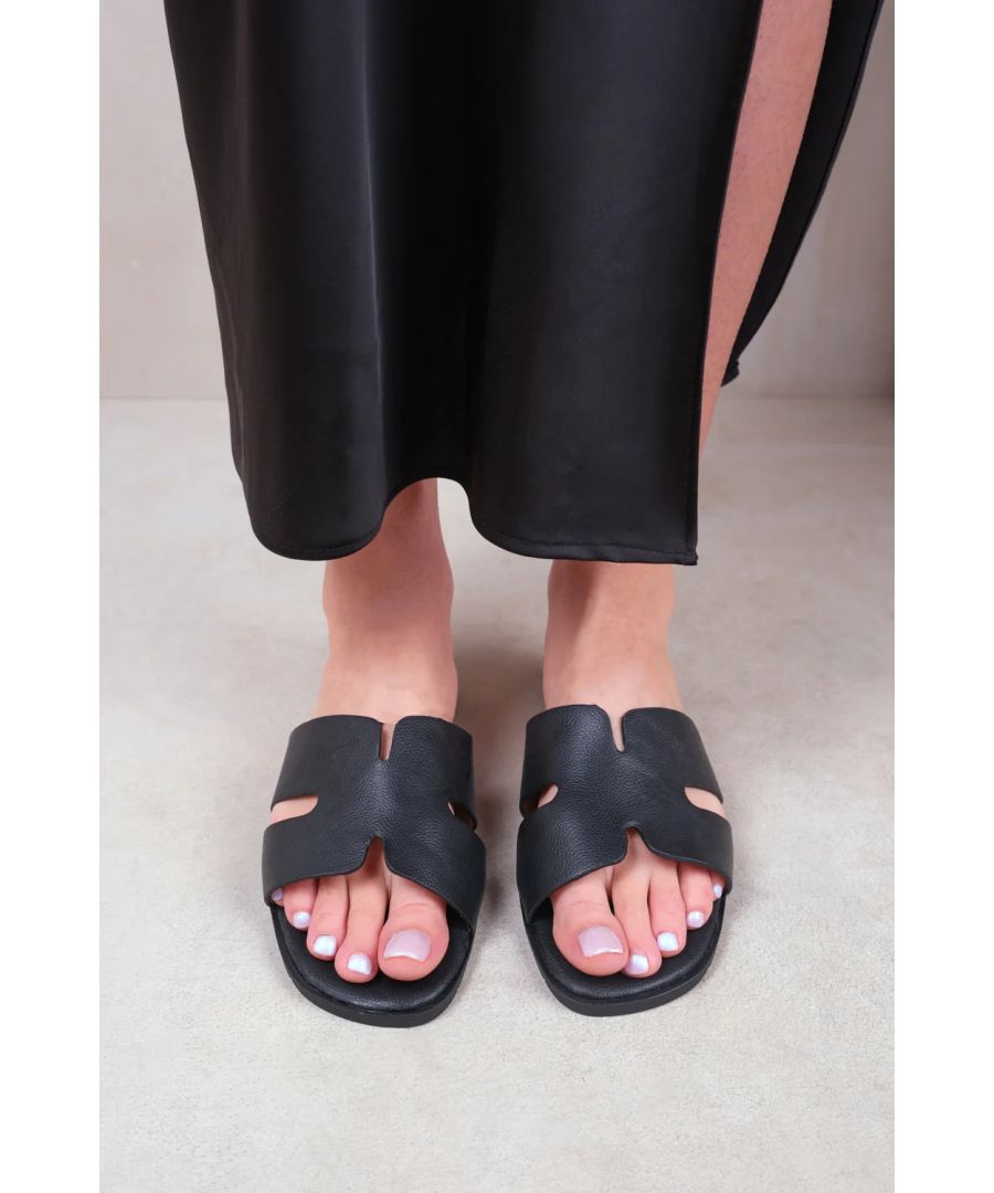 Where's That From Wheres Womens 'Mae' Wide Fit Pu Strap Sandals - Black - Size 6 Wide Fit (UK Shoe)