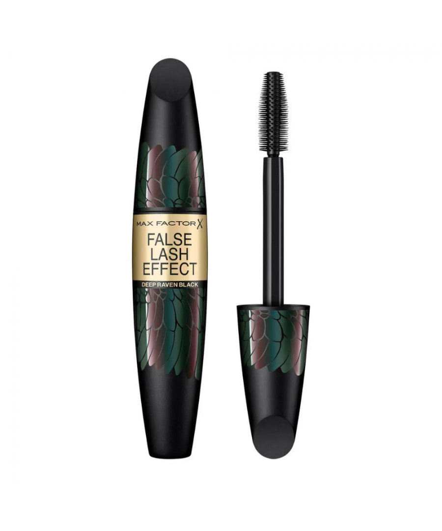 Amplify your eyes with the Max Factor False Lash Effect Mascara in ‘Raven Black’. This volumising mascara enhances depth and definition, coating every lash in rich, jet-black pigment to help lengthen, curl and intensify.Infused with the brand’s best-selling liquid lash formula, the ultra-black mascara magnifies lashes from root to tip, helping to create a sleek, fanned-out effect. Allowing you to achieve that false-lash finish, the thick brush grabs at every hair, curving your lashes upwards while adding volume and drama for sultry, seductive and mesmerising eyes.