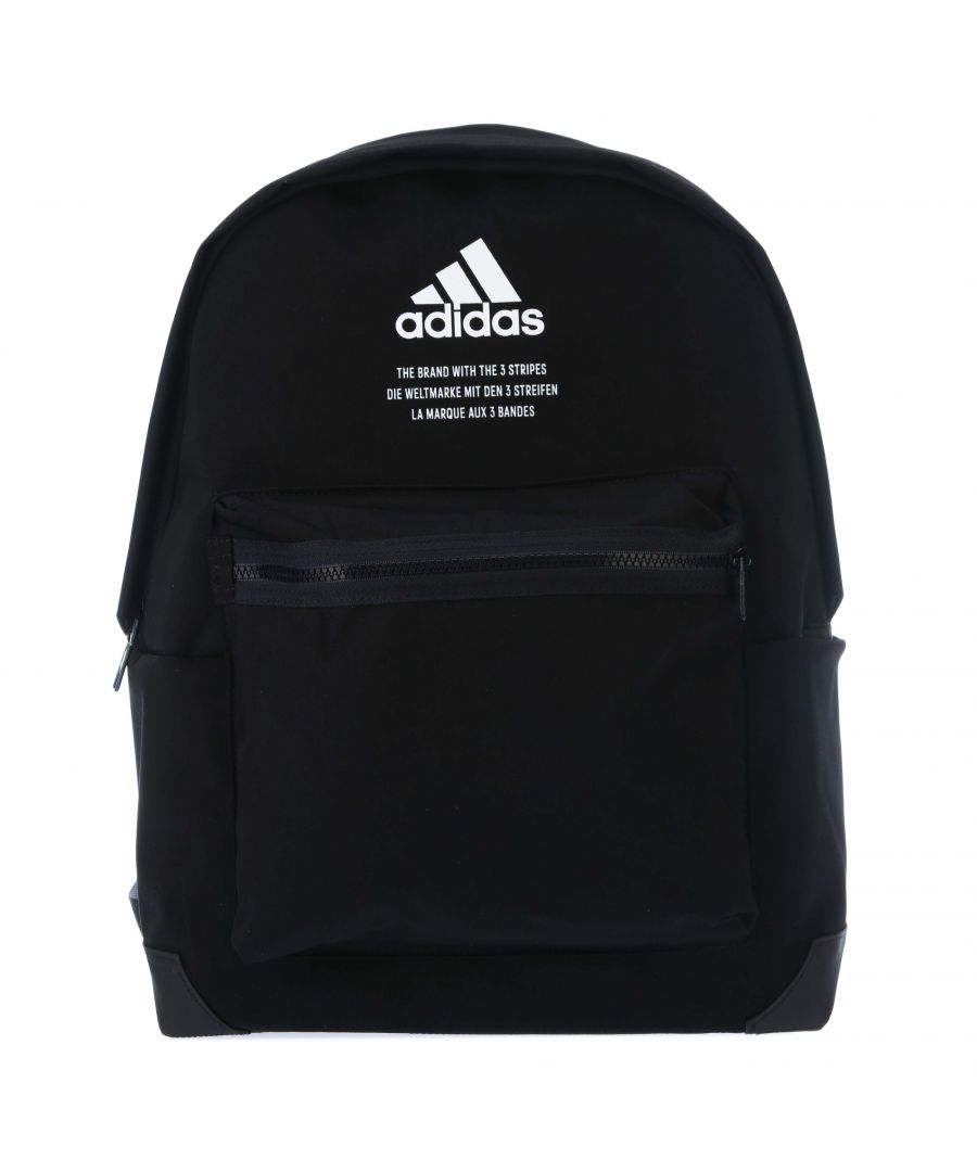 adidas Classic Twill Fabric Backpack in black- white.- Air mesh shoulder straps.- Front zip pocket.- Side slip-in pocket.- Twill.- Dimensions: 47 cm x 32 cm x 15 cm.- Volume: 27.5 L.- Main material: Outer: 100% Polyester (Recycled). Inner: 100% Thermoplastic Elastomer. Padding: 100% Polyethylene. Lining: 100% Polyester.- Ref: GD2610Measurements are intended for guidance only