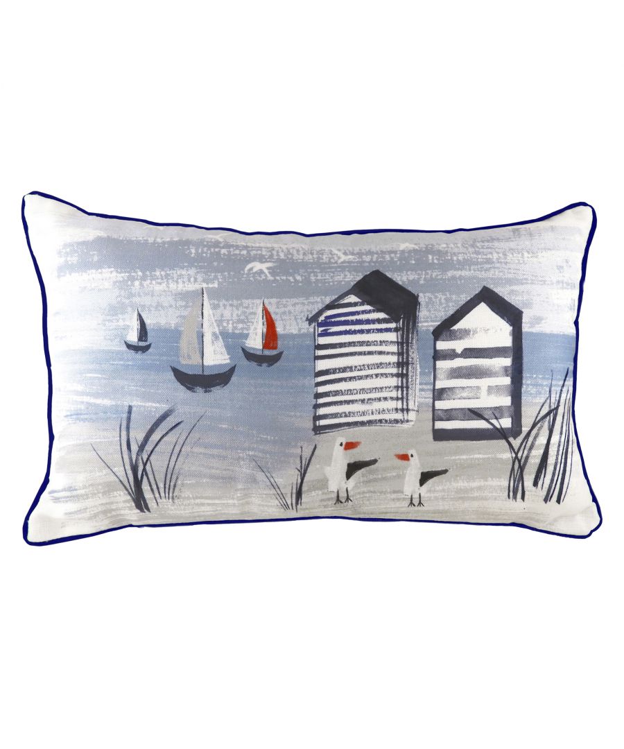  Nautical Beach Piped Rectangular Cushion Cover - Multicolour - One Size