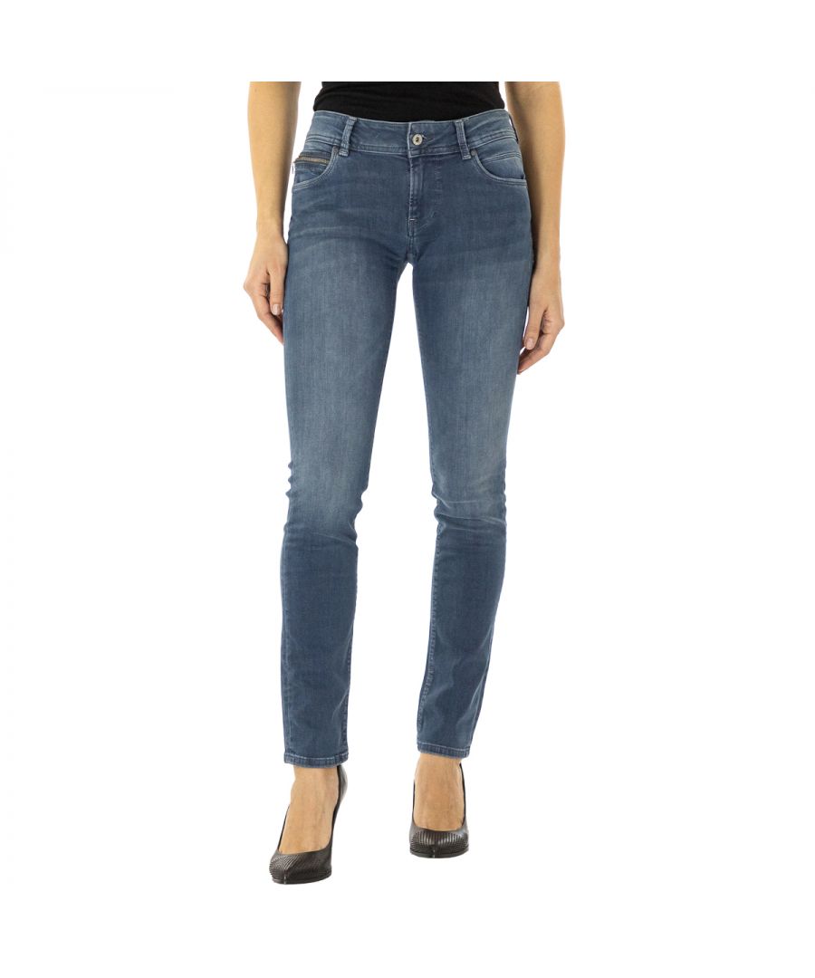 pepe jeans womens women 5 pockets pants new brooke denim - blue cotton - size 26w/32l