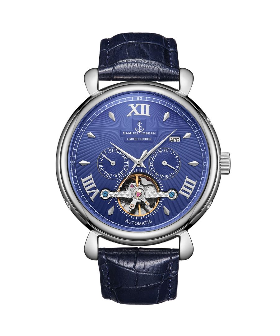 Image for Samuel Joseph Limited Edition Steel & Blue Automatic Designer Mens Watch