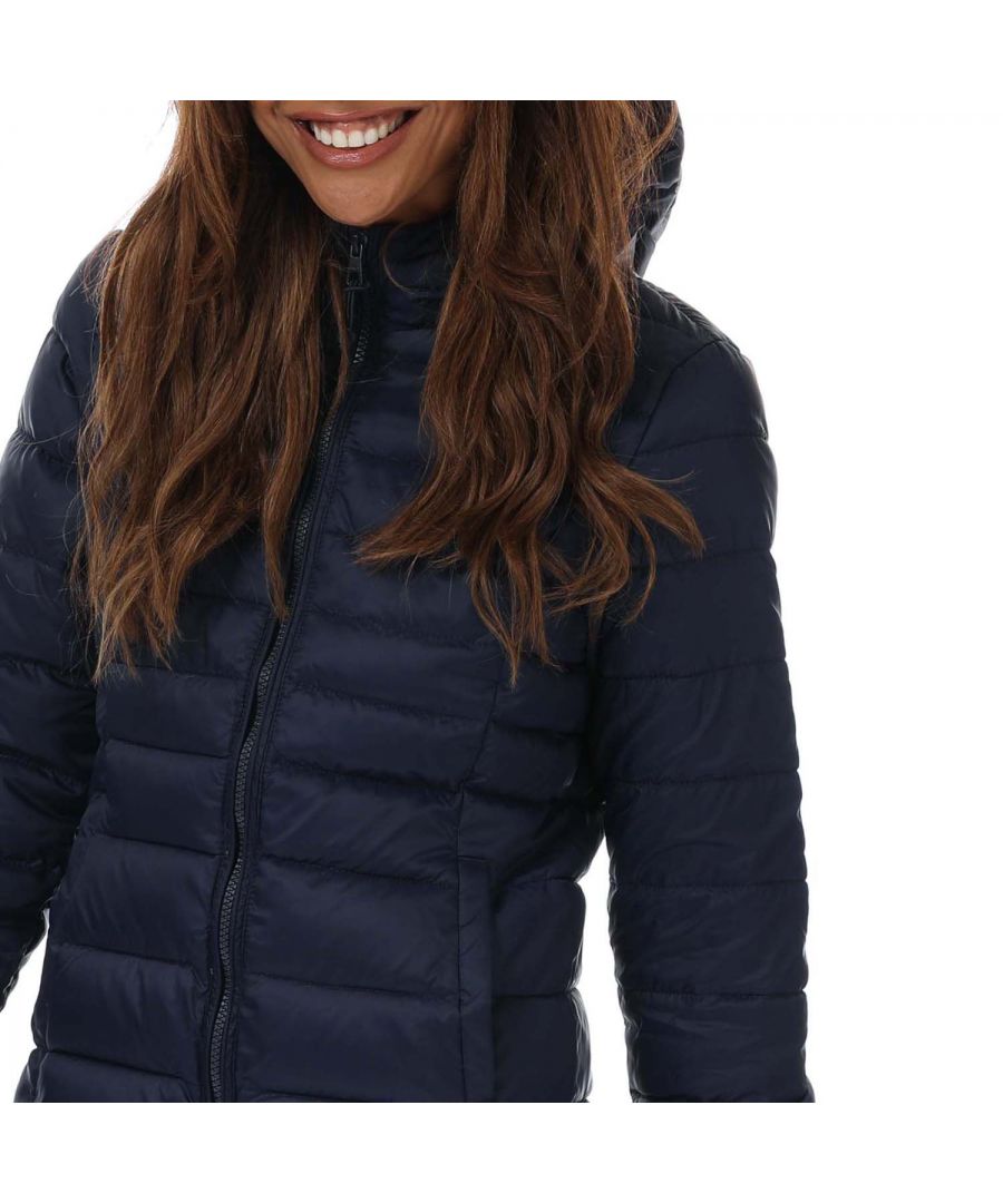 only womenss tahoe hooded jacket in dark blue nylon - size 10 uk