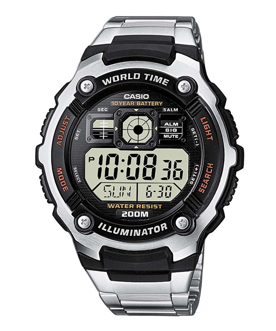 casio collection mens silver watch ae-2000wd-1avef stainless steel (archived) - one size