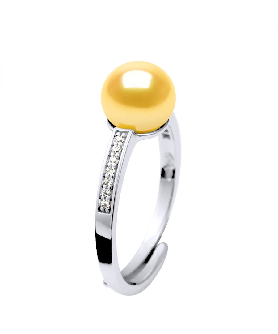 Ring Rush Echte zoetwaterparels 7-8 mm - Quality AAAA + - COLORI GOLD - effenen zirkoonoxide - Verstelbare vanaf maat 48 Grootte 62-925 duizendste rhodium - 2 jaar garantie op fabricagefouten - geleverd in het doosje met een certificaat van echtheid en een internationale garantie - Al onze juwelen zijn gemaakt in Frankrijk.