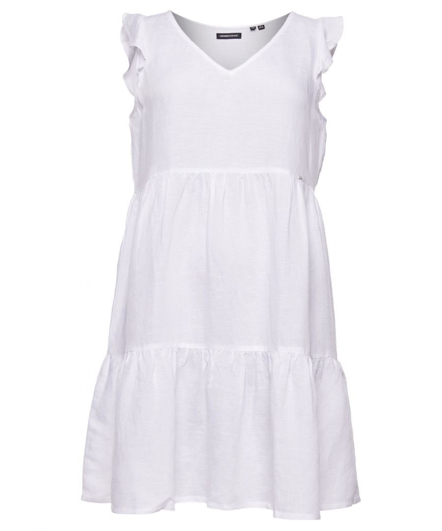 Superdry Womens Tinsley Tiered Dress - White - Size 12 UK