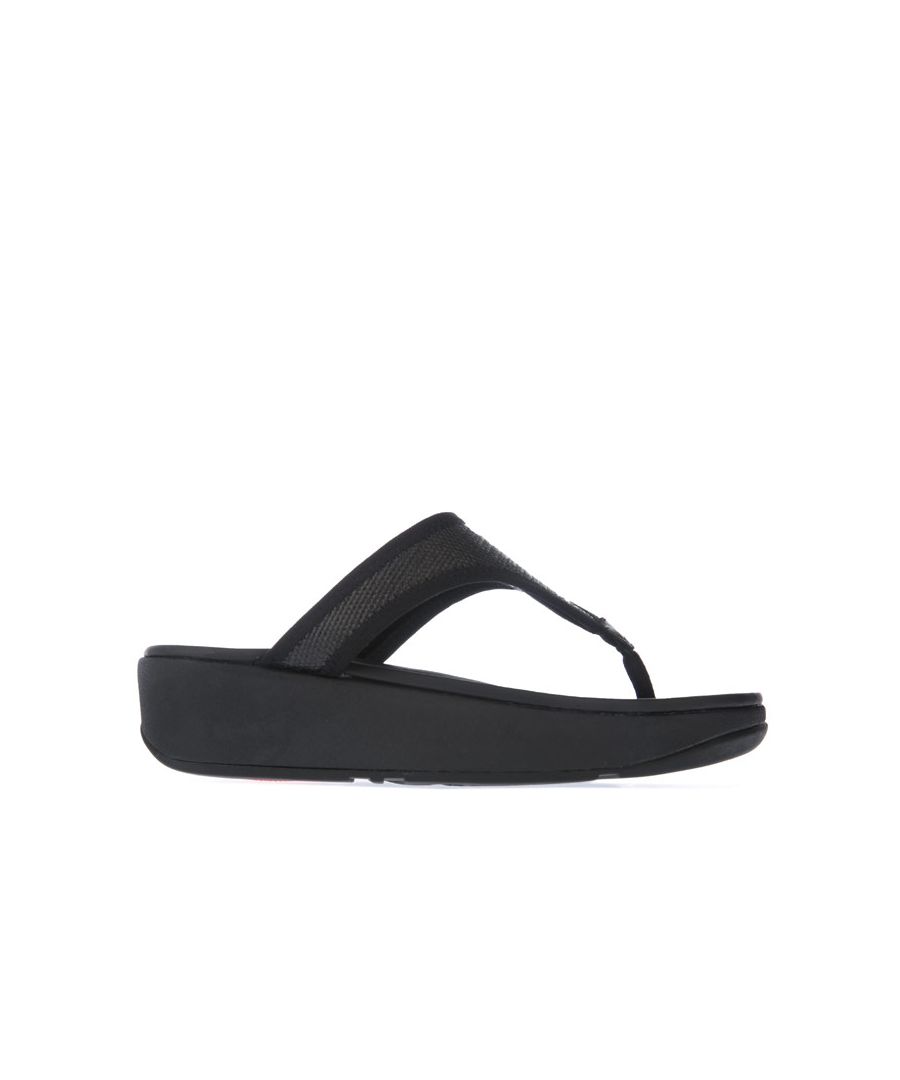 Image for Women's Fit Flop Lulu Woven Toe-Post Sandals in Black