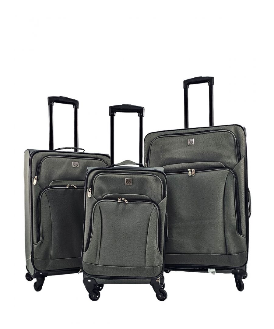 Infinity Leather Unisex Grey Lightweight 4 Wheel Luggage Travel Cases Soft Bags Suitcases - Size Small