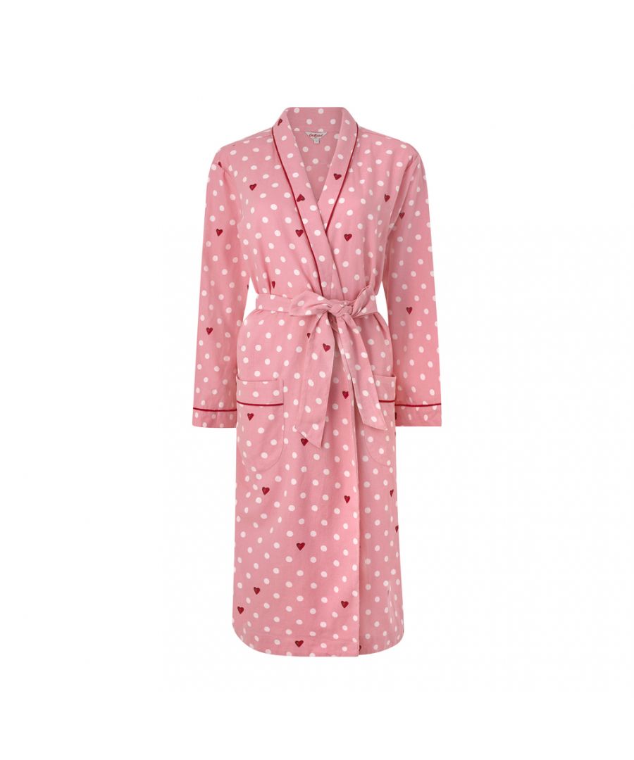 Cosy Cotton Robe - Heart Spot - Pink