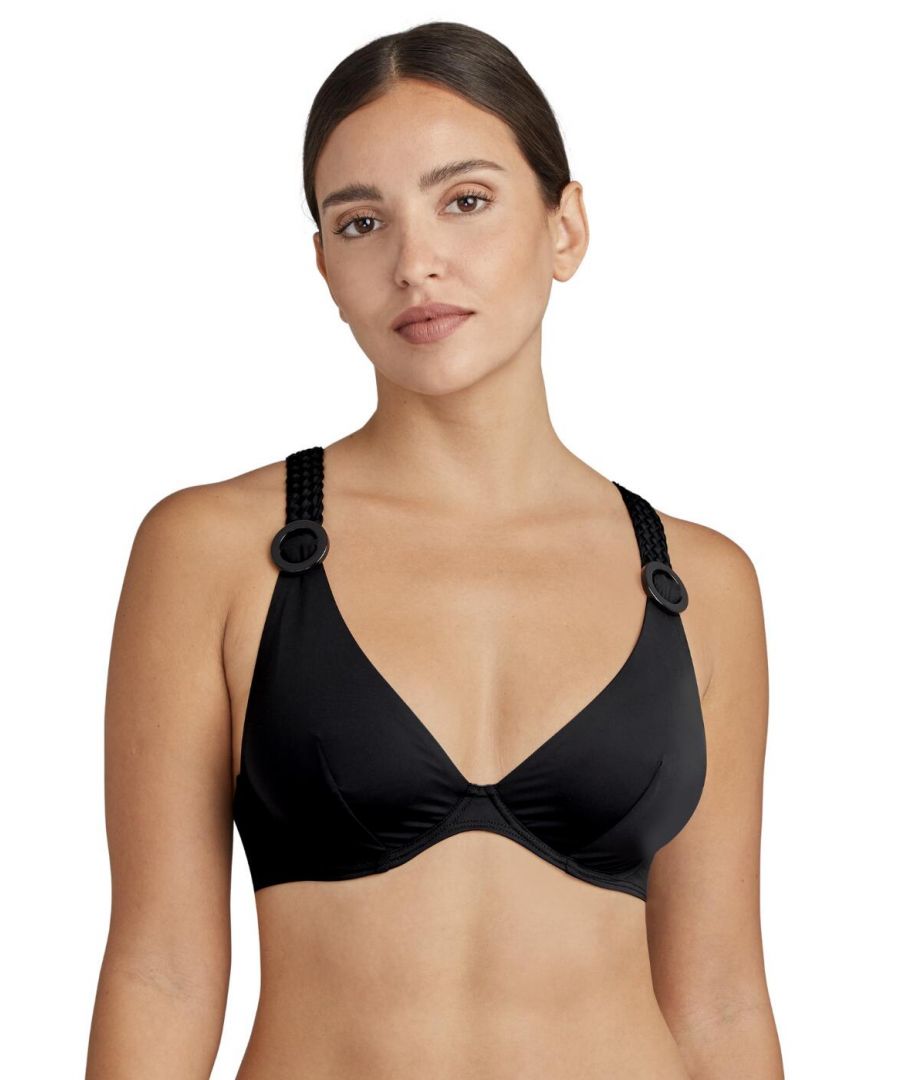 Aubade Womens TS12 La Plage Ensoleillee Triangle Bikini Top - Black Elastane - Size 32E