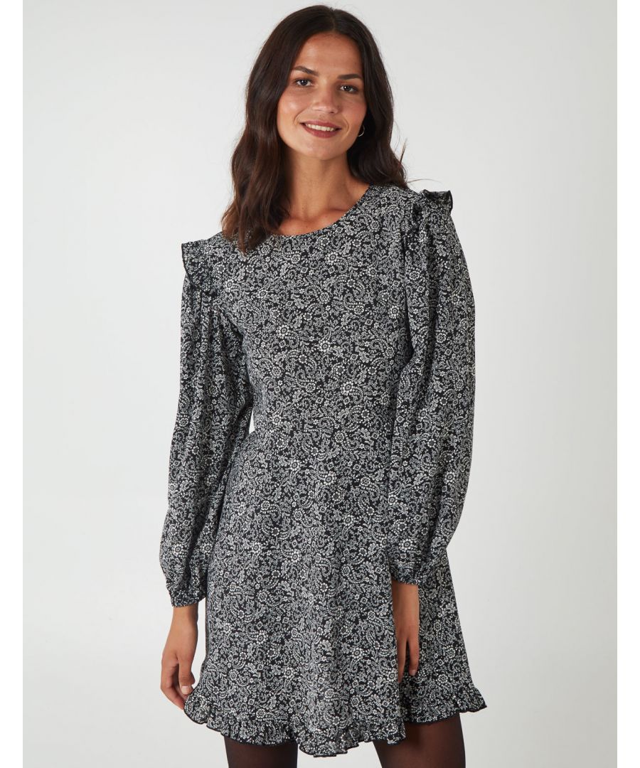 Image for BROOKE - Frill Shoulder Long Sleeve Mini Dress