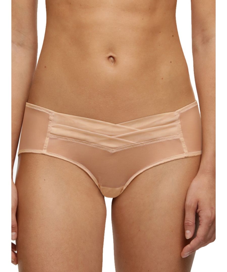 Chantal Thomass Encens Moi Shorty Brief. A lightweight French design with a sheer effect, tulle and origami-style folding. Product is made of 88% Nylon, 12% Elastane, Cotton and is hand-wash only.
