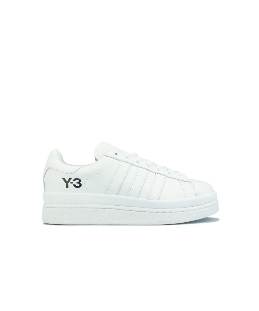 Mens Y-3 Hicho Trainers in white.- Leather upper.- Lace closure.- Comfortable textile lining.- High platform Y-3 shoes.-  Synthetic midsole.- Rubber outsole.- Leather  textile and synthetic upper  Leather and textile lining  Synthetic sole.- Ref: FX1751