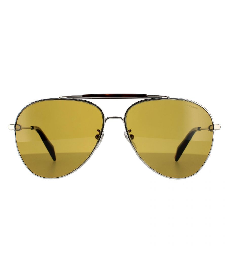 Image for Chopard Aviator Mens Shiny Palladium Brown Yellow Sunglasses